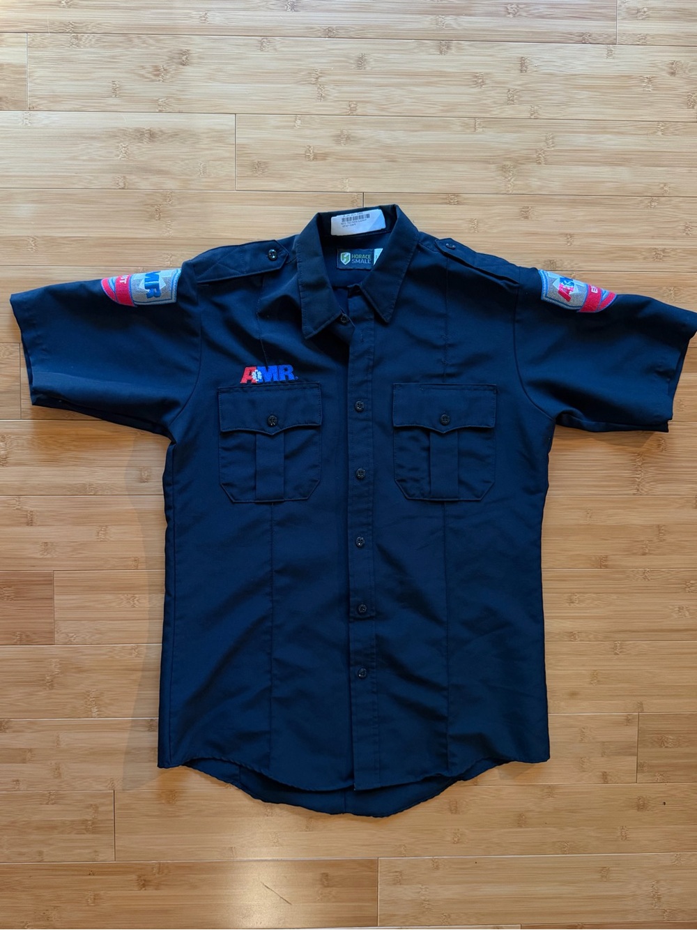 AMR EMT Horace Small Uniform Shirt Navy Blue Short Sleeve Size 15